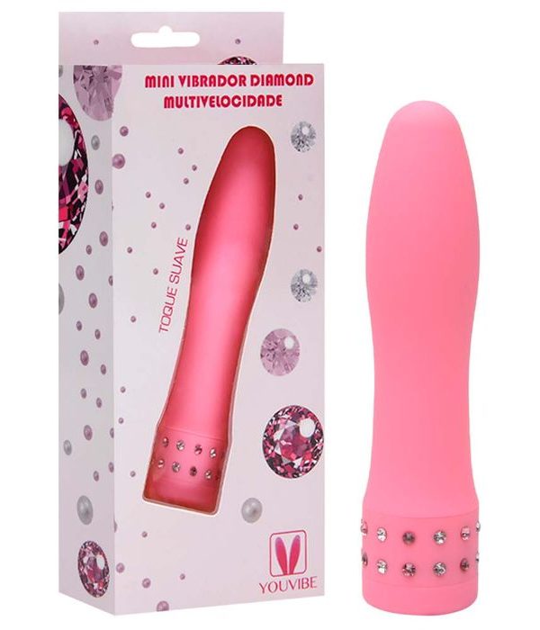 Vibrador Diamond Glow Toque Aveludado 10 X 2,2Cm - ROSA