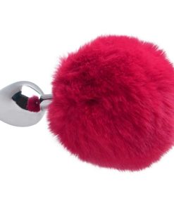 Plug Anal Em Metal 5,5 X 2,6Cm Com Pompom - PINK