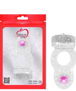 Anel Vibrador Com Pérola - TRANSPARENTE
