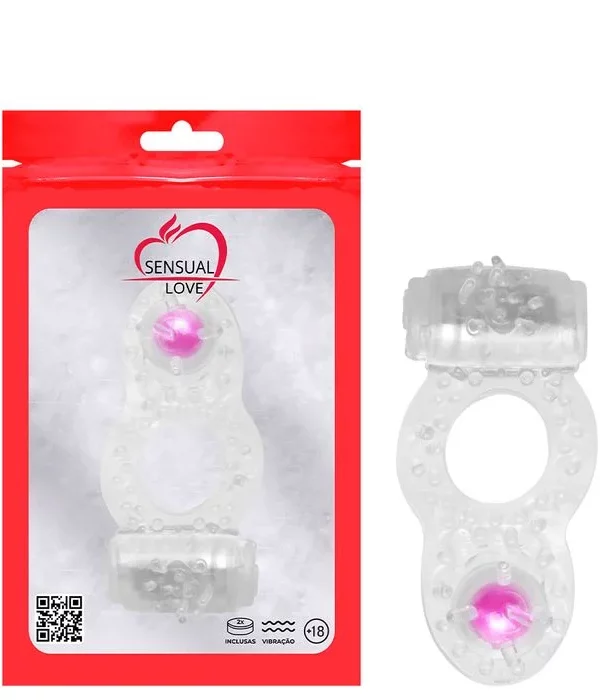 Anel Vibrador Com Pérola - TRANSPARENTE