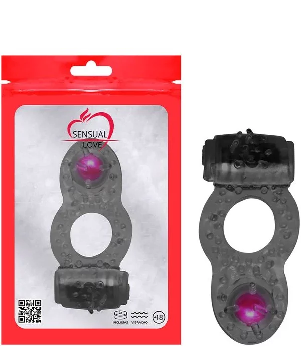 Anel Vibrador Com Pérola - Preto