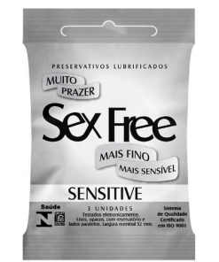 Preservativo Sensitive Com 3 Unidades Sex Free