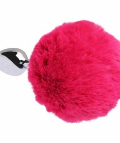 Plug Anal Aço Pompom Coelho - VERMELHO