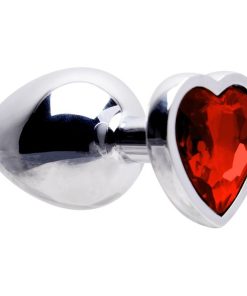 Plug Anal Aço Coração G 9 X 4Cm - VERMELHO