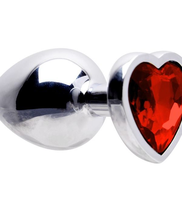 Plug Anal Aço Coração G 9 X 4Cm - VERMELHO
