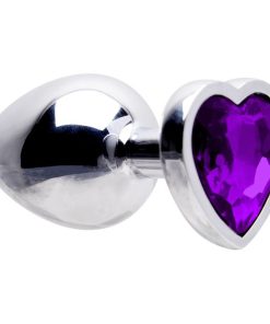 Plug Anal Aço Coração G 9 X 4Cm - ROXO