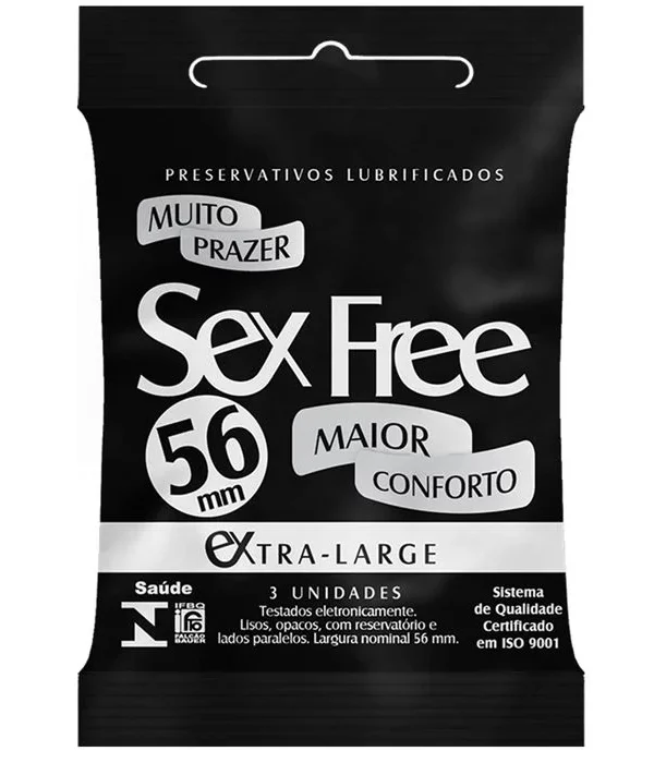 Preservativo Extra Large 56Mm Com 3 Unidades Sex Free
