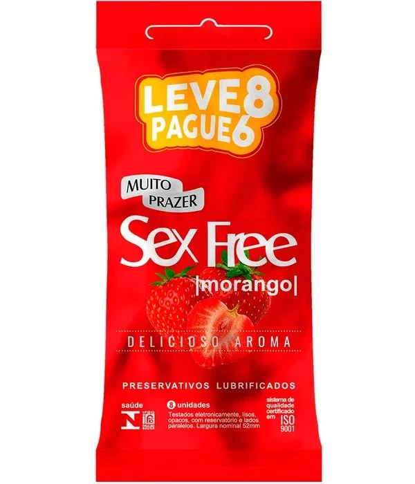 Preservativo Morango Com 6 Unidades Sex Free