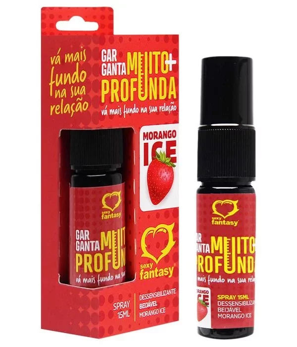 GARGANTA PROFUNDA SPRAY BEIJÁVEL ICE 15ML - MORANGO ICE