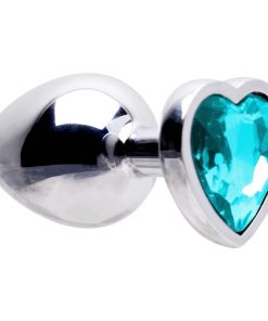 Plug Anal Aço Coração G 9 X 4Cm - AZUL CEU