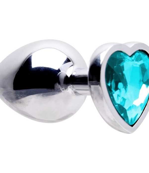 Plug Anal Aço Coração G 9 X 4Cm - AZUL CEU
