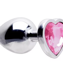 Plug Anal Aço Coração G 9 X 4Cm - ROSA