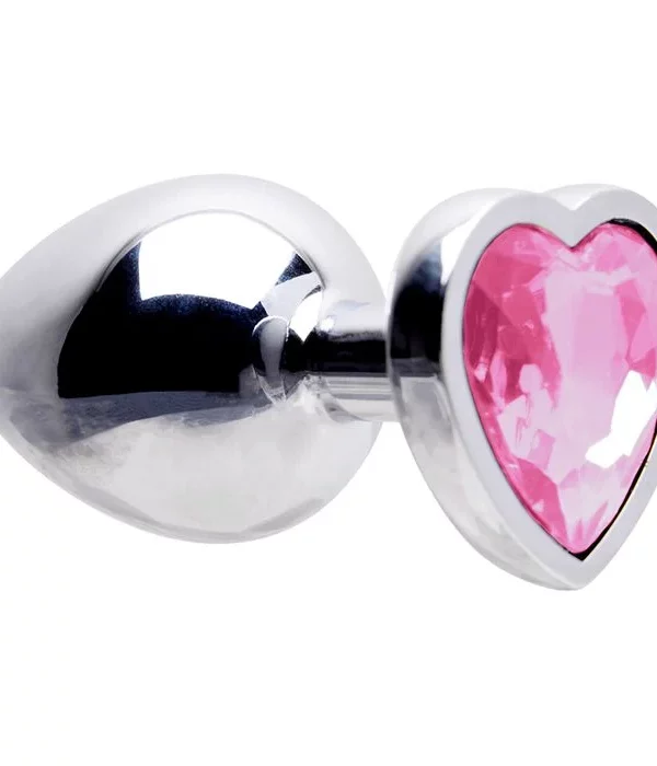 Plug Anal Aço Coração G 9 X 4Cm - ROSA