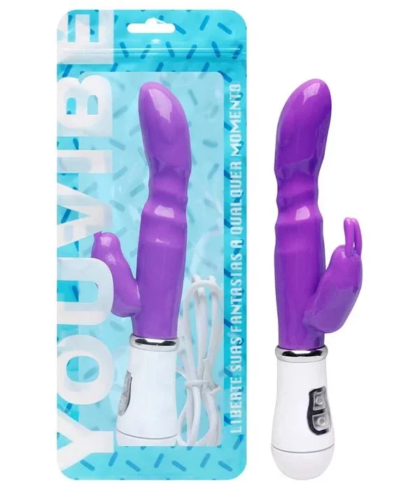 Vibrador Silicone Rabbit 8 Vibrações Usb - ROXO