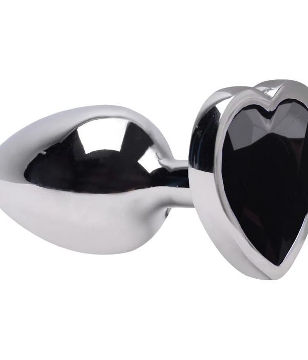 Plug Anal P Coração Aço Inox 7 X 2,8Cm - PRETO