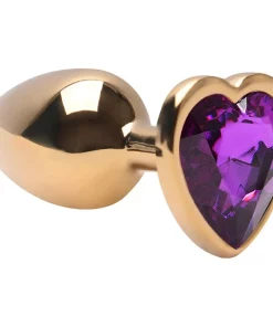 Plug Anal P Aço Dourado Coração - ROXO