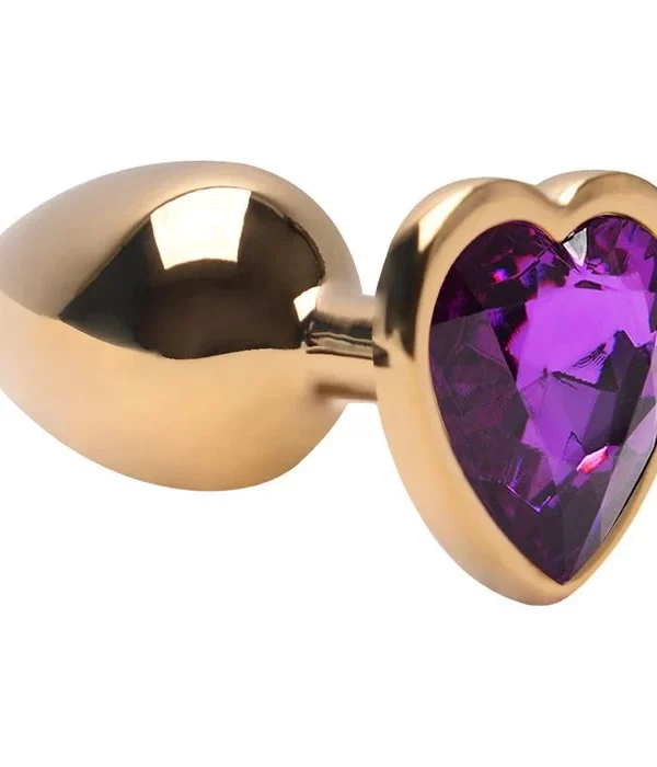 Plug Anal P Aço Dourado Coração - ROXO