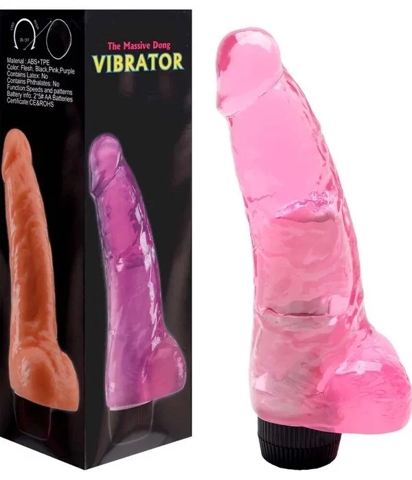 Pênis Com Escroto Vibrador 19 X 4,8Cm - ROSA