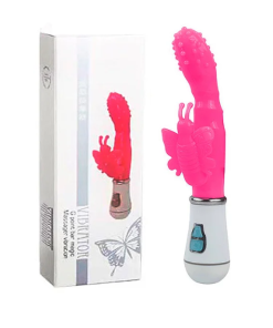Vibrador com Estimulador Butterfly - À Pilha - Pink