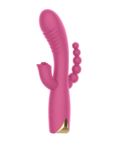 Vibrador com Estimulador de Clitóris e Ânus - ROXO