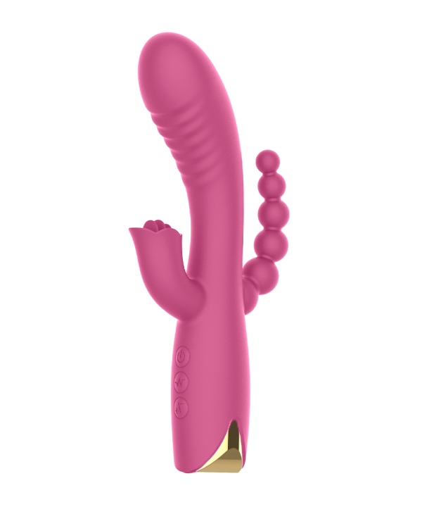 Vibrador com Estimulador de Clitóris e Ânus - ROXO