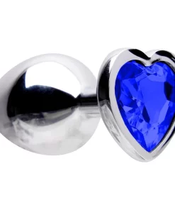 Plug Anal Aço Coração M 8 X 3,4Cm - AZUL