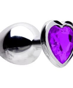 Plug Anal Aço Coração M 8 X 3,4Cm - ROXO