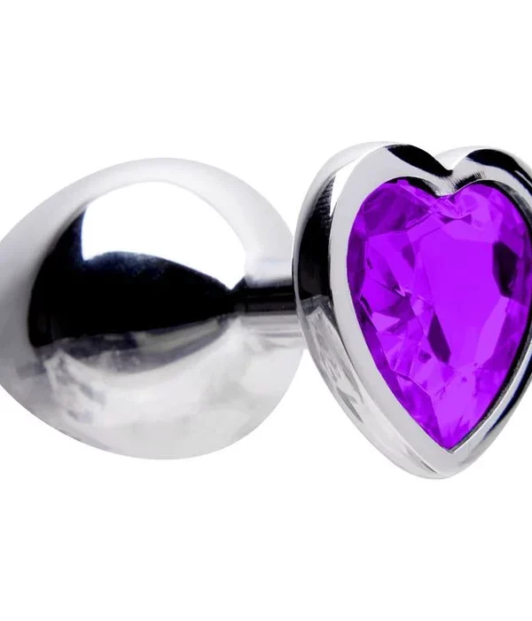 Plug Anal Aço Coração M 8 X 3,4Cm - ROXO