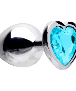 Plug Anal Aço Coração M 8 X 3,4Cm - AZUL CÉU