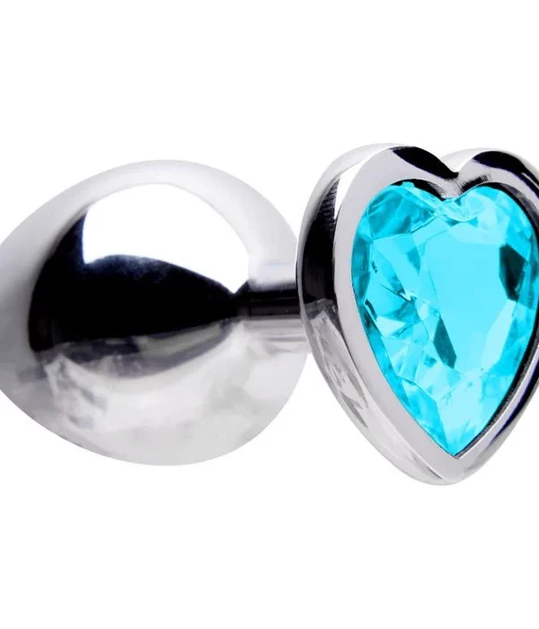 Plug Anal Aço Coração M 8 X 3,4Cm - AZUL CÉU