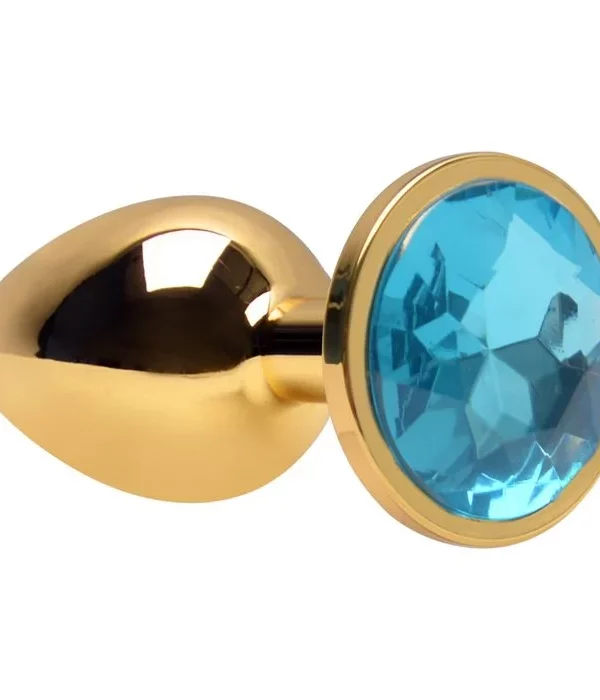 Plug Anal P Cônico Dourado 7 X 2,8Cm - AZUL CÉU