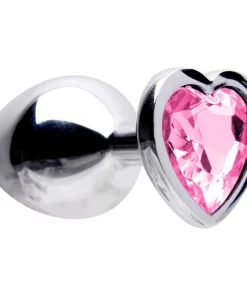 Plug Anal Aço Coração M 8 X 3,4Cm - ROSA