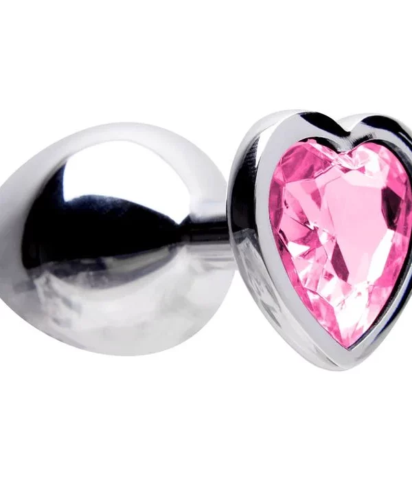 Plug Anal Aço Coração M 8 X 3,4Cm - ROSA