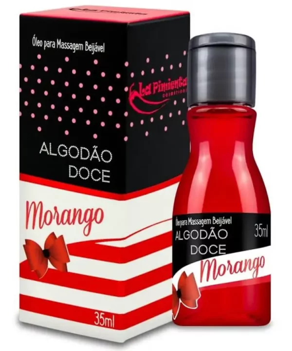 ALGODÃO DOCE ÓLEO PARA MASSAGEM BEIJÁVEL DE MORANGO HOT 35ML