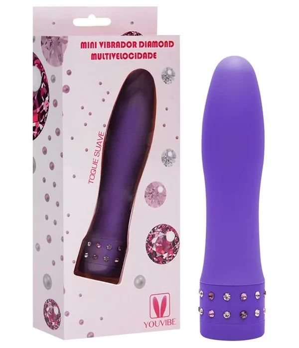 Vibrador Diamond Toque Aveludado 10 X 2,2Cm - LILAS