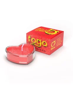 FOGO DA PAIXÃO VELA BEIJÁVEL PARA MASSAGEM COM GLITTER - MORANGO