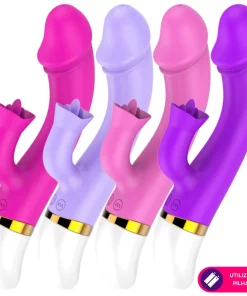 Vibrador ponto G com língua mágica - LILAS