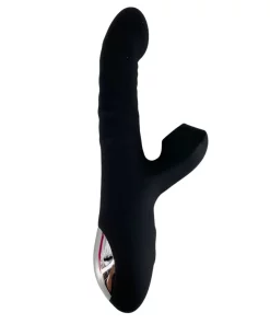 Vibrador ponto G com estimulador clitoriano de pulsação - PRETO