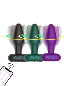 Plug anal vibratório por aplicativo em silicone com rotação 360°
