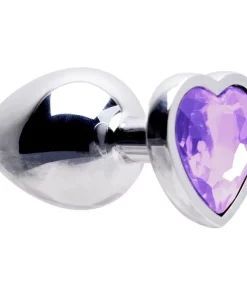 Plug Anal Aço Coração G 9 X 4Cm -  LILAS