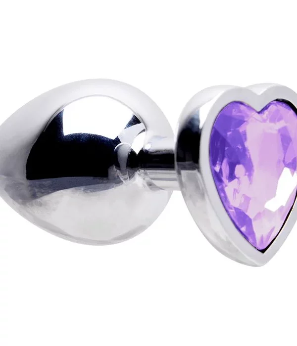 Plug Anal Aço Coração G 9 X 4Cm - LILAS