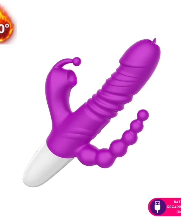 Vibrador tripla estimulação formato slug
