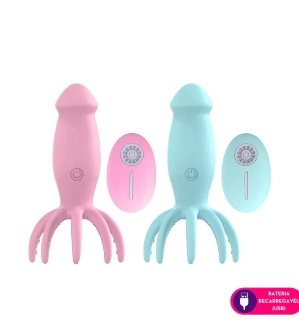 Vibrador formato polvo com controle remoto sem fio - ROSA