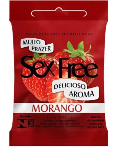 Preservativo Morango Com 3 Unidades Sex Free