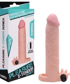 Capa Peniana Realística Com Vibrador E Anel 19Cm