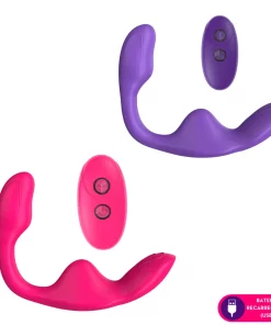 Vibrador de casal com controle remoto 6E7 - ROSA