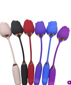 Estimulador clitoriano com ponto G FORMATO ROSA - VERMELHO