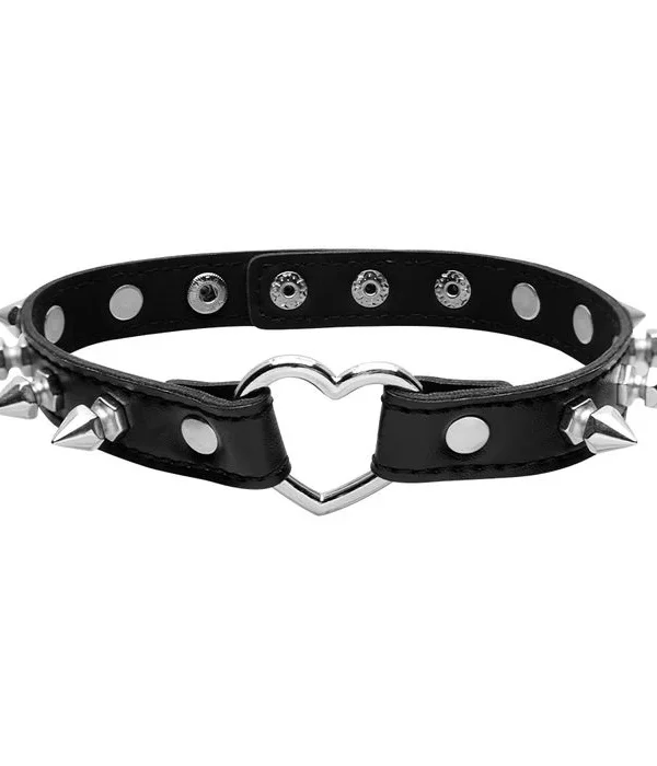 Coleira Choker Coração E Pinos