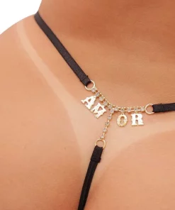 Fio Dental Plus Size Preta Palavras - AMOR