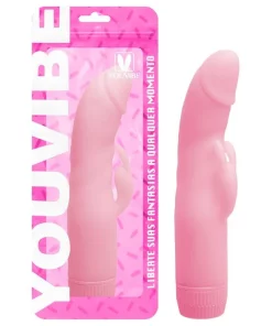 Vibrador Rabbit Ponto G Plug Lateral  - ROSA